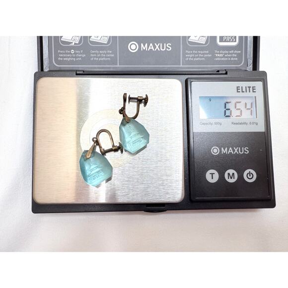 Antique Art Deco Czech Glass Pagoda Reverse Intaglio Necklace & Earrings Set - Picture 6 of 9